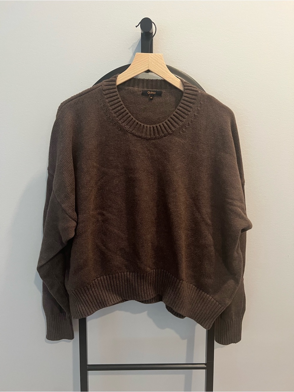 Quince Organic Cotton Boyfriend Crew Heather Brown M